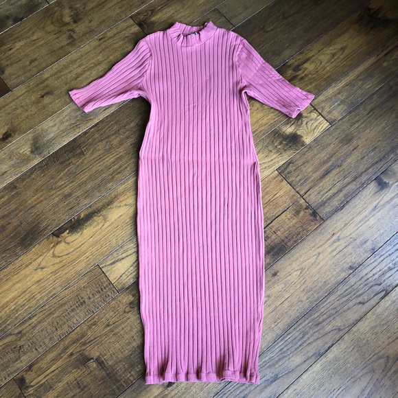 ASOS Dresses & Skirts - ASOS Mauve Pink Short Sleeve Fitted ribbed Dress